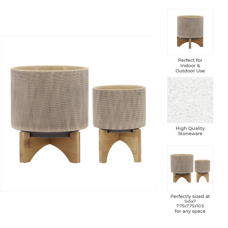 Ceramic Mesh Round Stand Planters | 5in - 8 in.