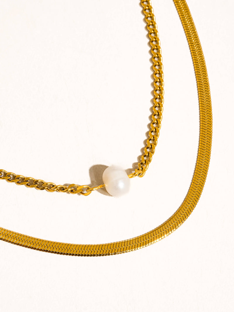 Owen|  Pearl Chain Necklace . Non-Tarnish