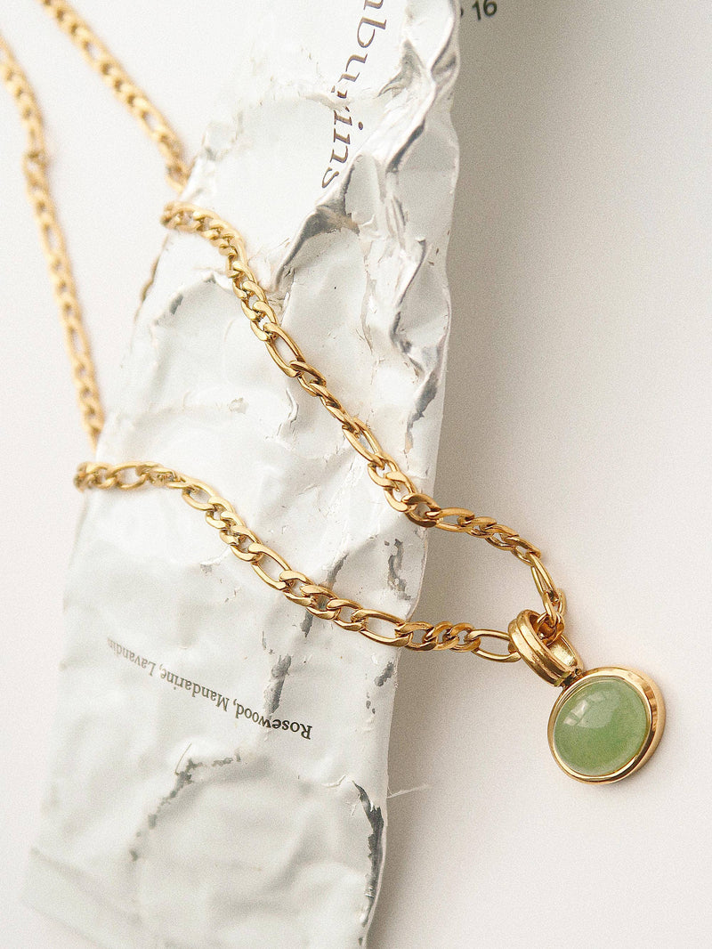 Luli | Green Stone Pendant. Non-Tarnish