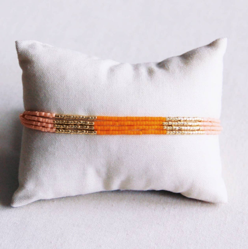 Sara | Summer Bracelet . Salmon .Orange . Gold