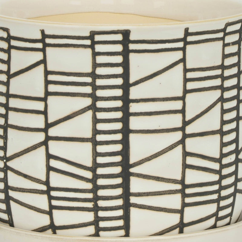 Ceramic Geometric Saucer Planters | 6in - 8in