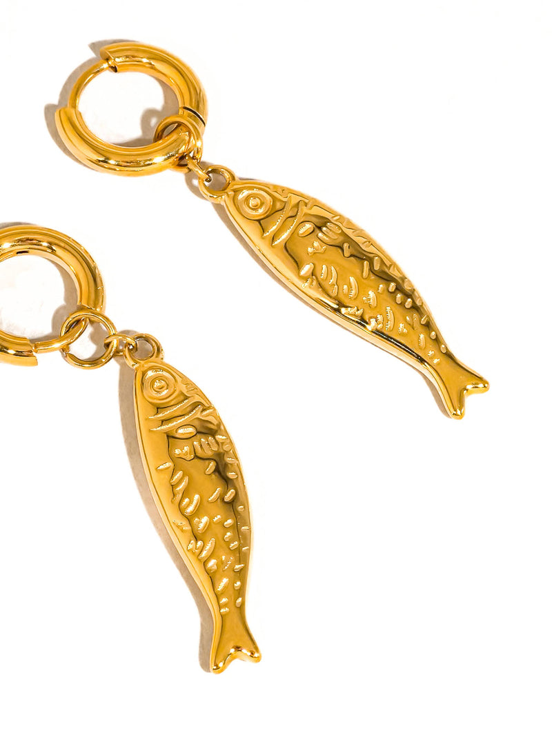 Nibe | Gold Non-Tarnish Fish Hoop Earring