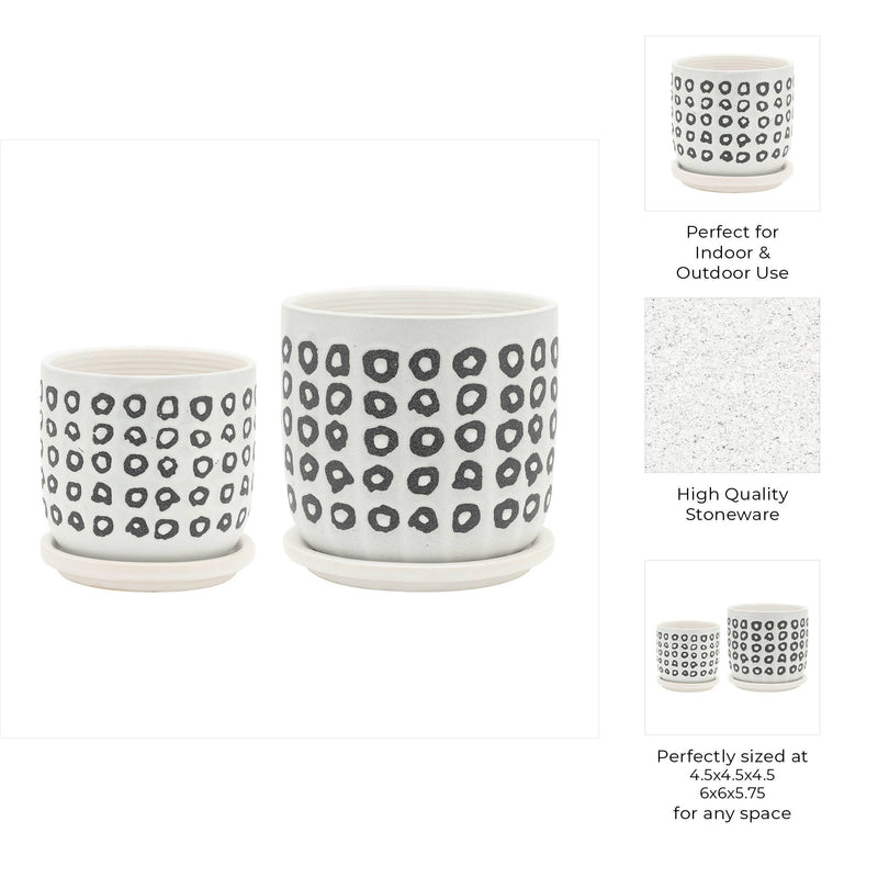 Ceramic Aztec Saucer Planters | 5in - 6in.