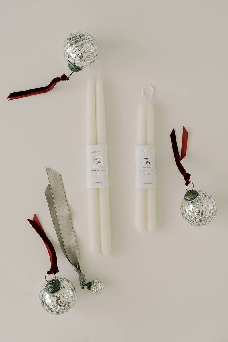 Natural White | Dipped Beeswax Taper Candles | All Natural
