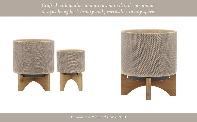 Ceramic Mesh Round Stand Planters | 5in - 8 in.