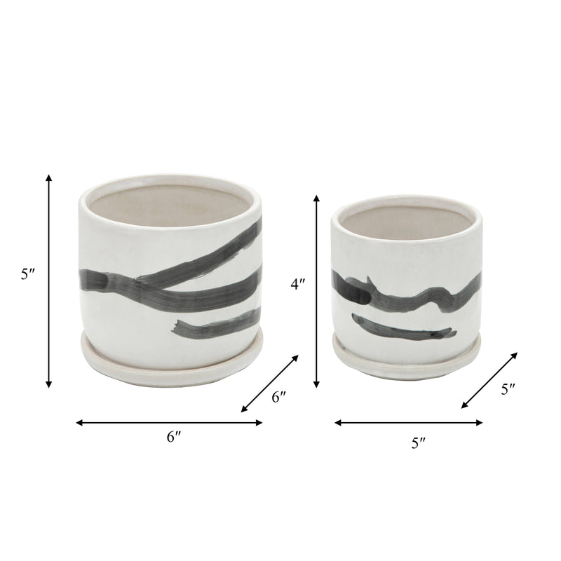 Ceramic Streak Saucer Planters | 5in - 6in