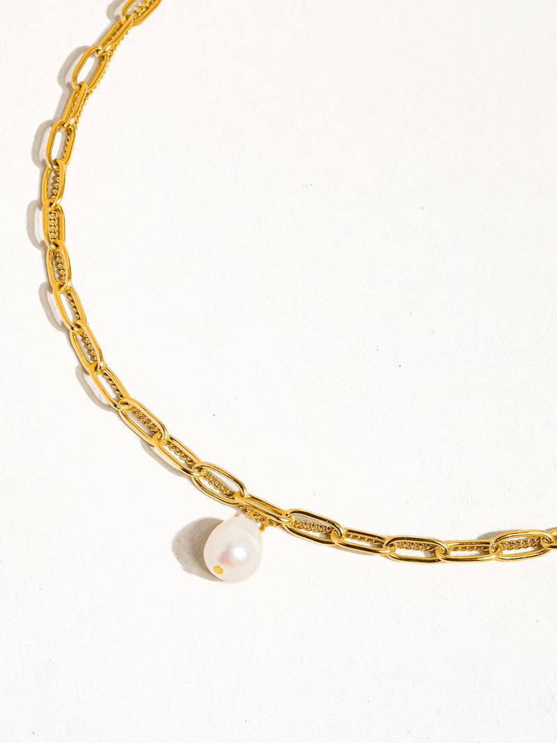 Percy| Chain Pearl Necklace .  Non-Tarnish