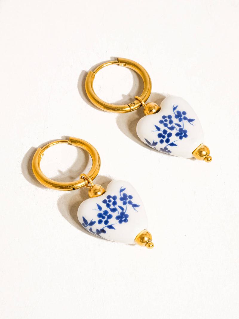 Yun | Ceramic Floral Heart Earring