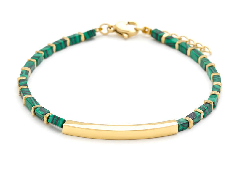 Lilian | Malachite Adjustable Chain . Gold Non-Tarnish
