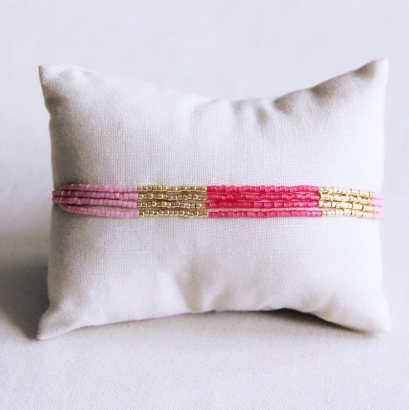Sara | Summer Bracelet - Pink . Magenta .Gold
