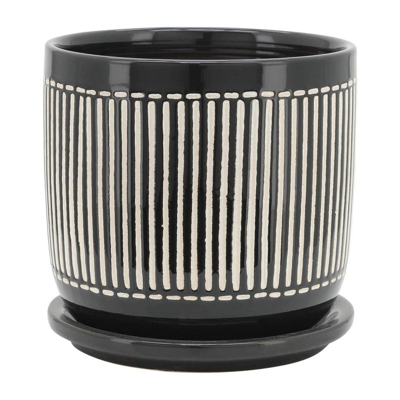 Ceramic Lines Saucer Planter | 4.5in-6in.