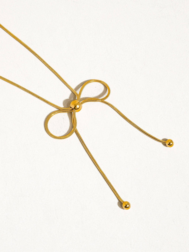 Wildrose| Bow Chain Necklace . Gold Non- Tarnish