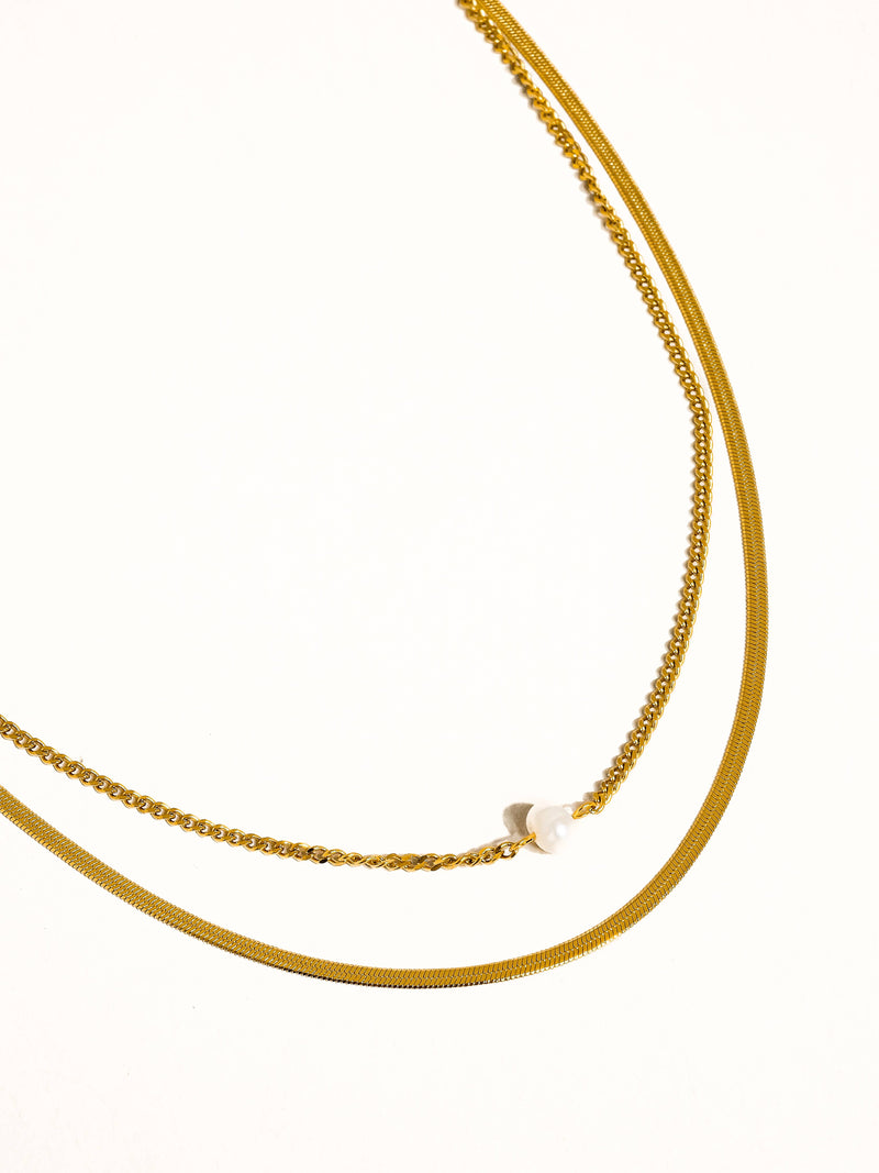 Owen|  Pearl Chain Necklace . Non-Tarnish