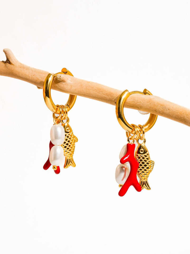 Rocaille | Gold Non-Tarnish Fish Pearl Earring