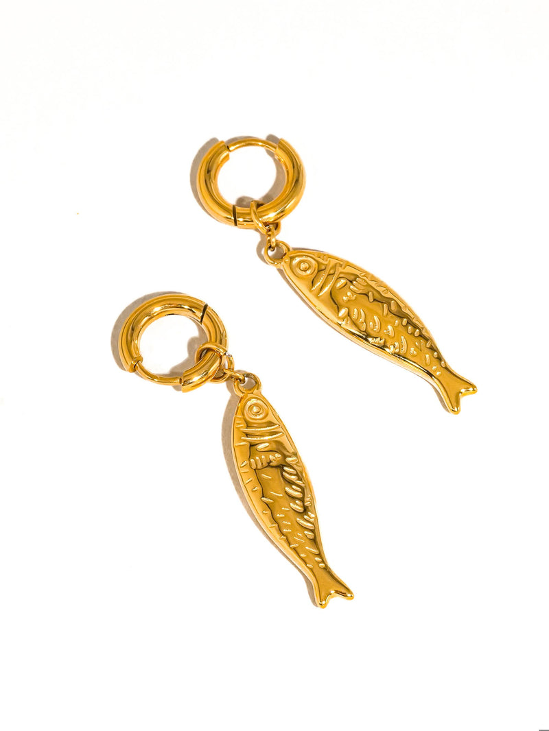 Nibe | Gold Non-Tarnish Fish Hoop Earring