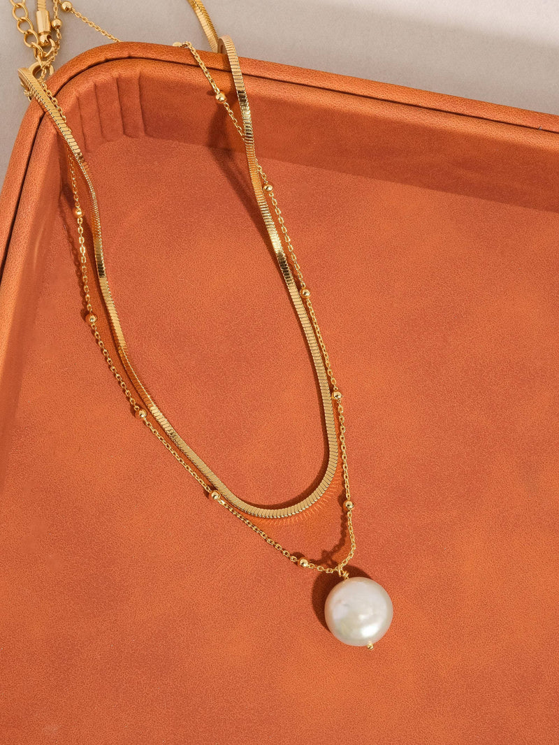 Bindi | Layered Pearl Chain Necklace . Non-Tarnish