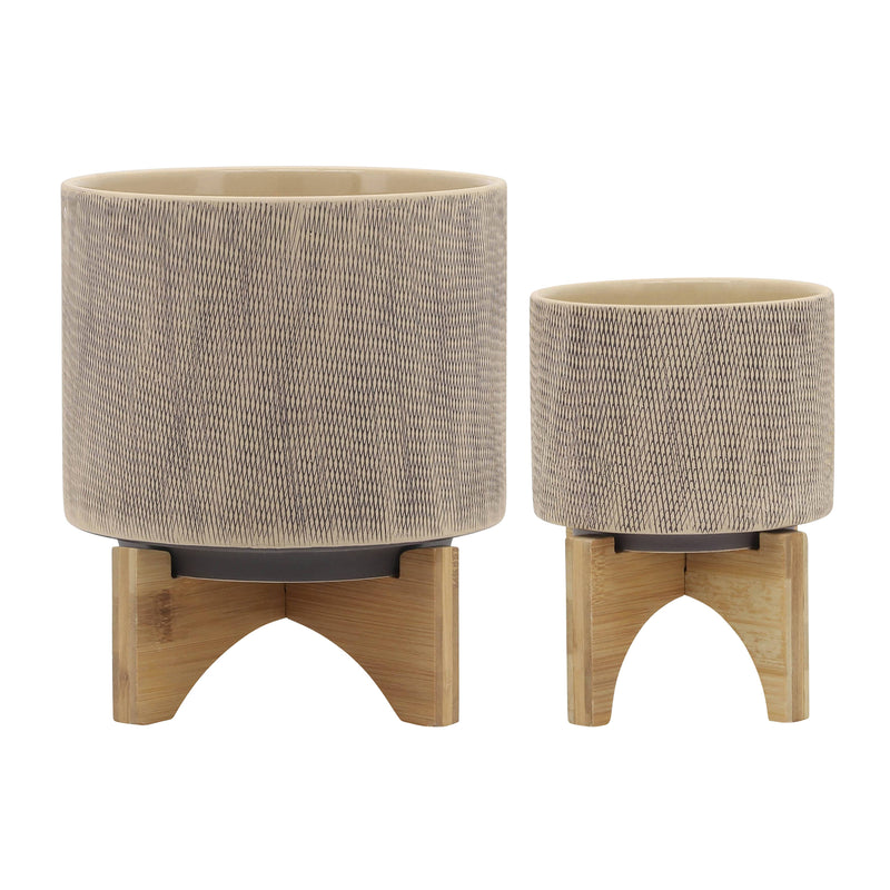 Ceramic Mesh Round Stand Planters | 5in - 8 in.