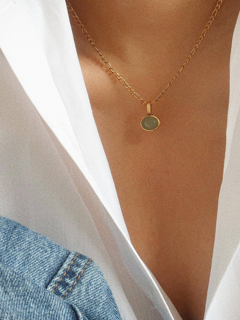 Luli | Green Stone Pendant. Non-Tarnish