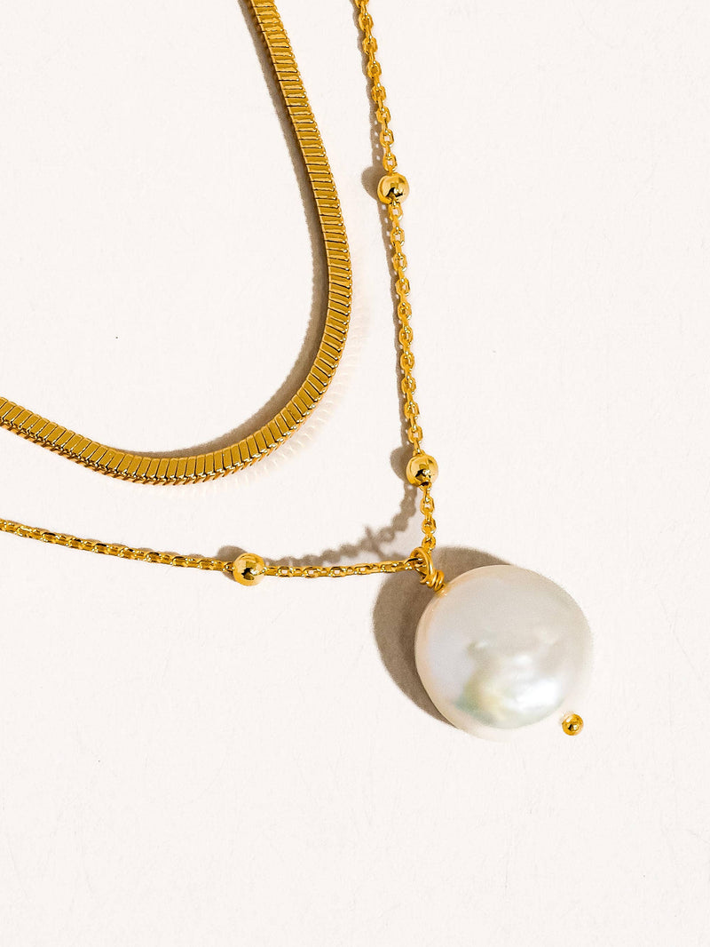 Bindi | Layered Pearl Chain Necklace . Non-Tarnish