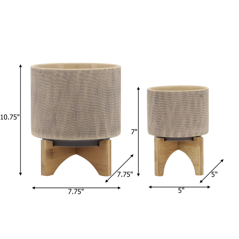 Ceramic Mesh Round Stand Planters | 5in - 8 in.