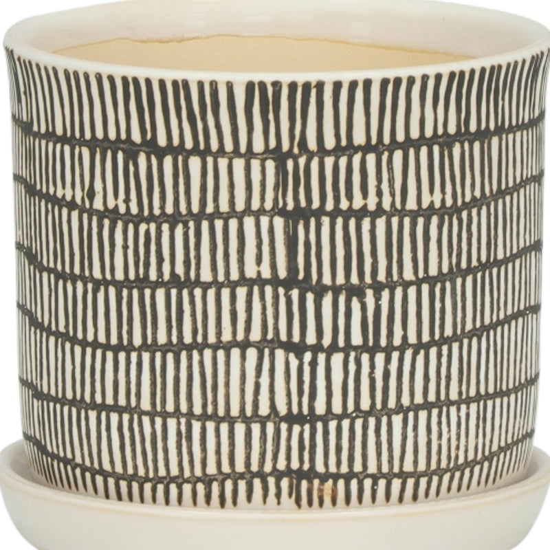 Ceramic Line Saucer Planter Pot| 6in - 7.5in