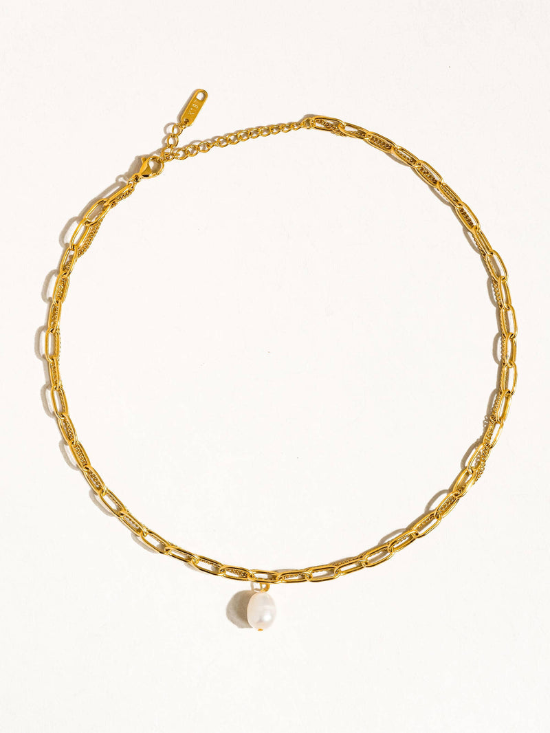 Percy| Chain Pearl Necklace .  Non-Tarnish