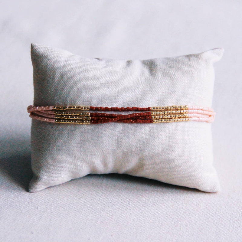 Sara | Summer Bracelet - Bordeaux . Nude . Gold