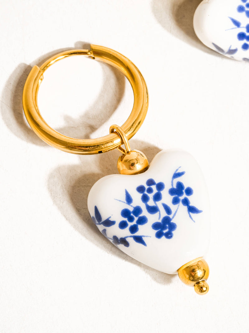 Yun | Ceramic Floral Heart Earring