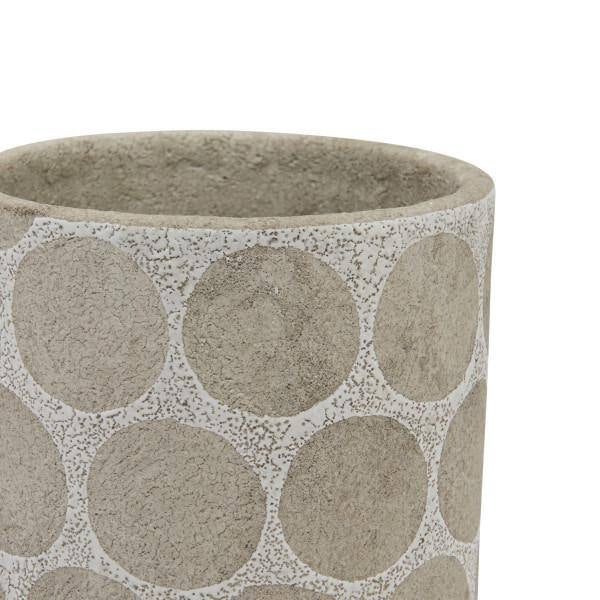 Terra-cotta Planter w/ Wax Relief Dots, White & Cement Color