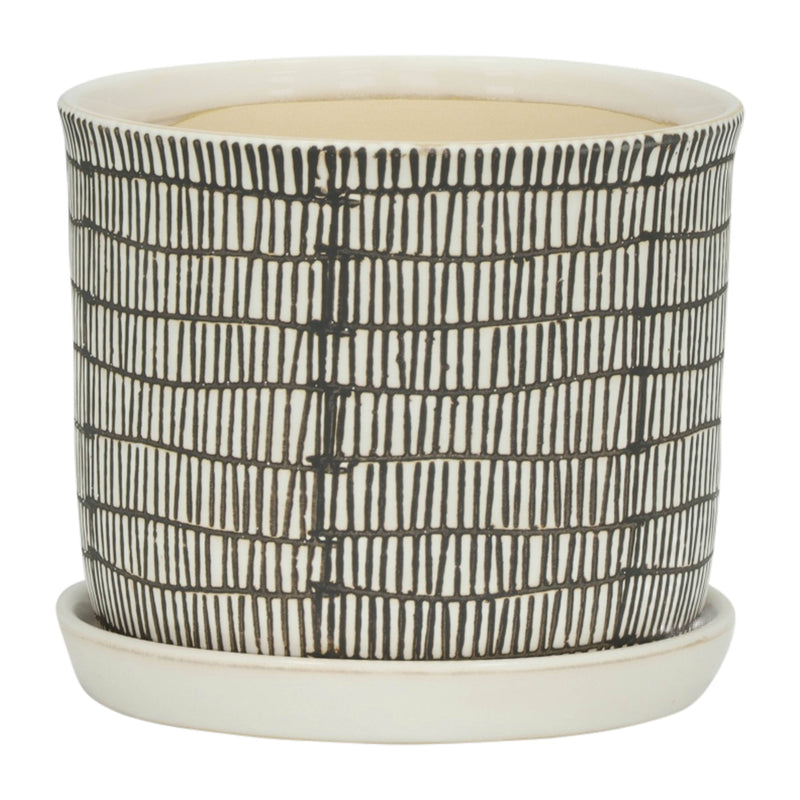 Ceramic Line Saucer Planter Pot| 6in - 7.5in