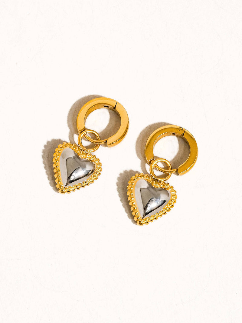 Savon |  Two Tone Classic Heart Earring