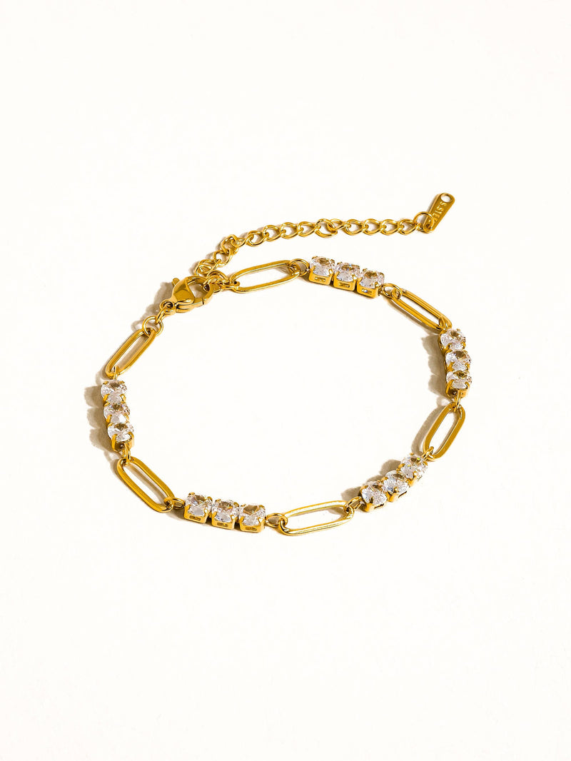 Basil | Gold Non-Tarnish Rhinestone Chain Bracelet