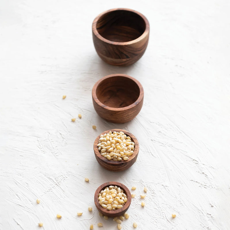 Acacia Wood Nesting Bowls, Natural, Set of 4