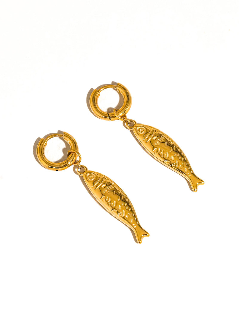 Nibe | Gold Non-Tarnish Fish Hoop Earring