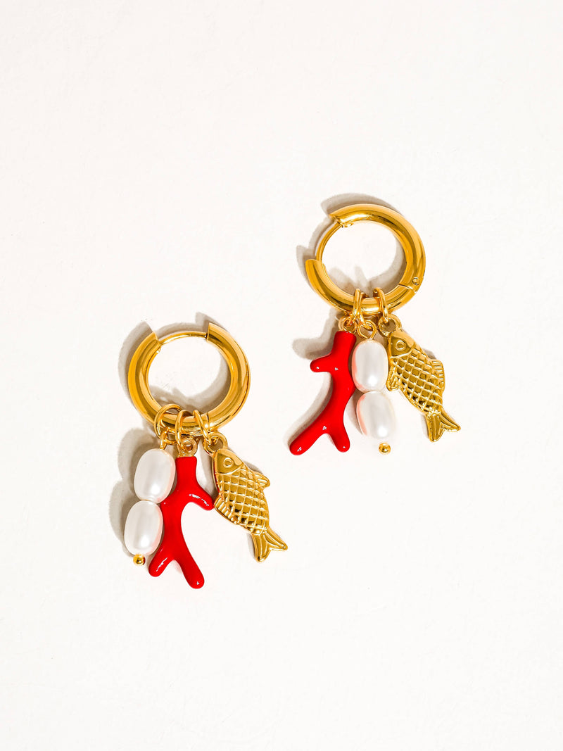 Rocaille | Gold Non-Tarnish Fish Pearl Earring