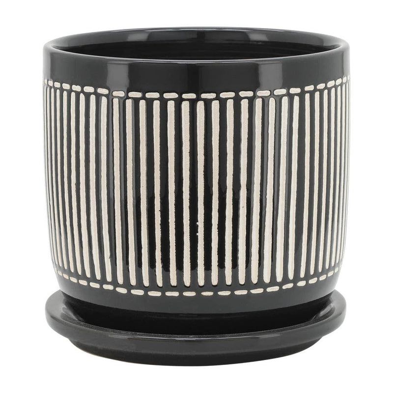 Ceramic Lines Saucer Planter | 4.5in-6in.