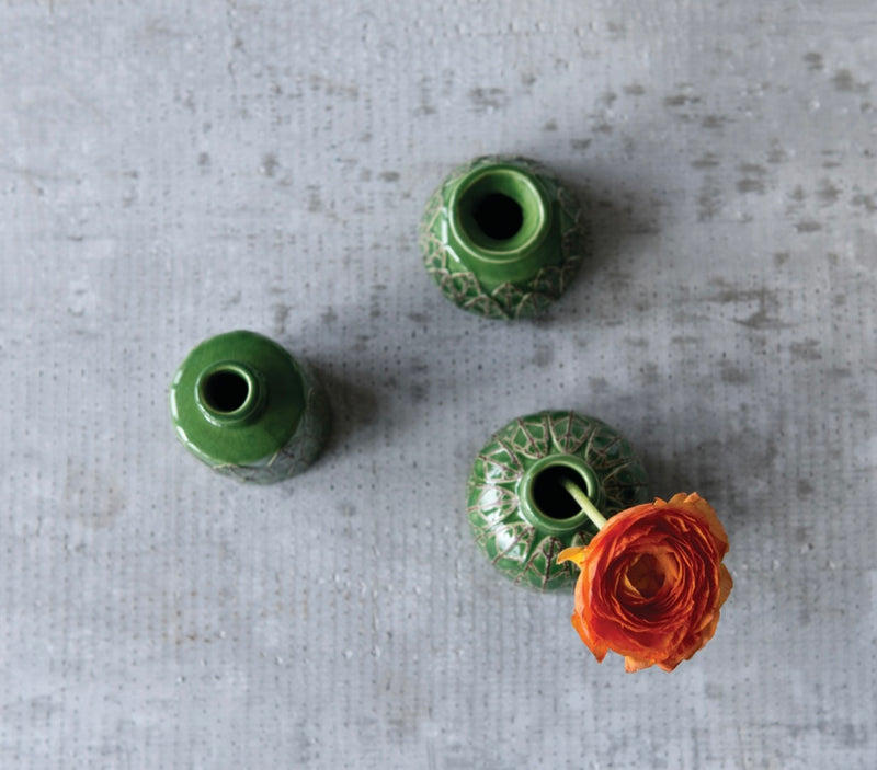 Embossed Stoneware Vases