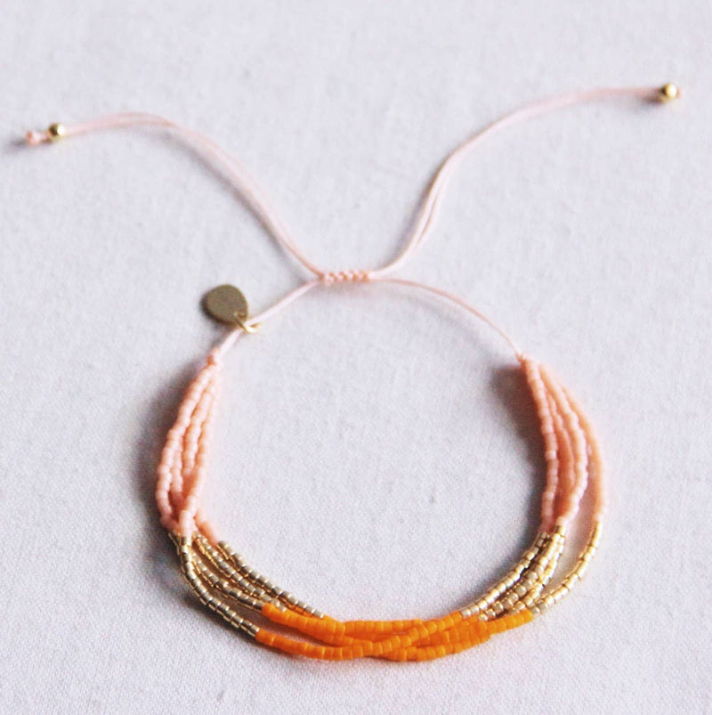 Sara | Summer Bracelet . Salmon .Orange . Gold