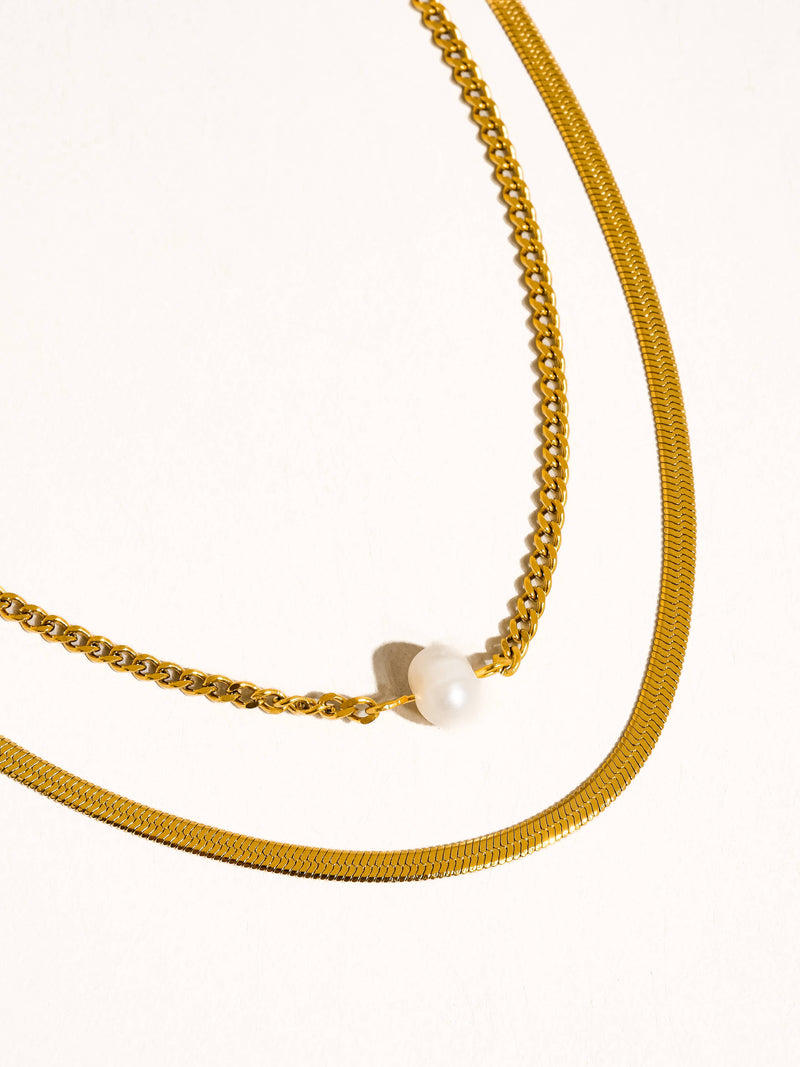 Owen|  Pearl Chain Necklace . Non-Tarnish