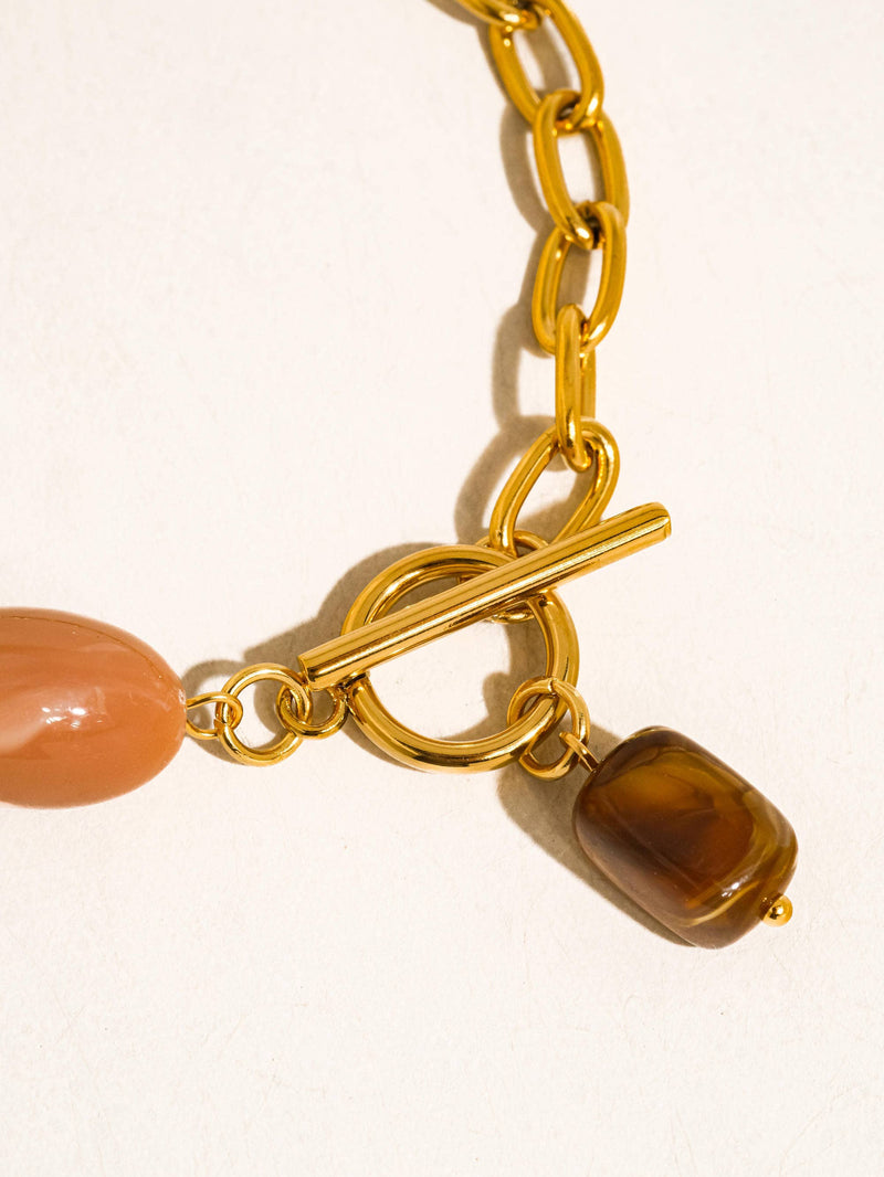 Kenlie | Gold Non-Tarnish Agate Charm Bracelet