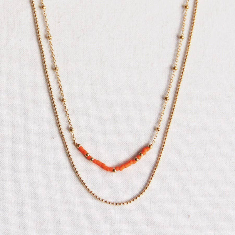 Double chain with miyuki - warm orange/gold