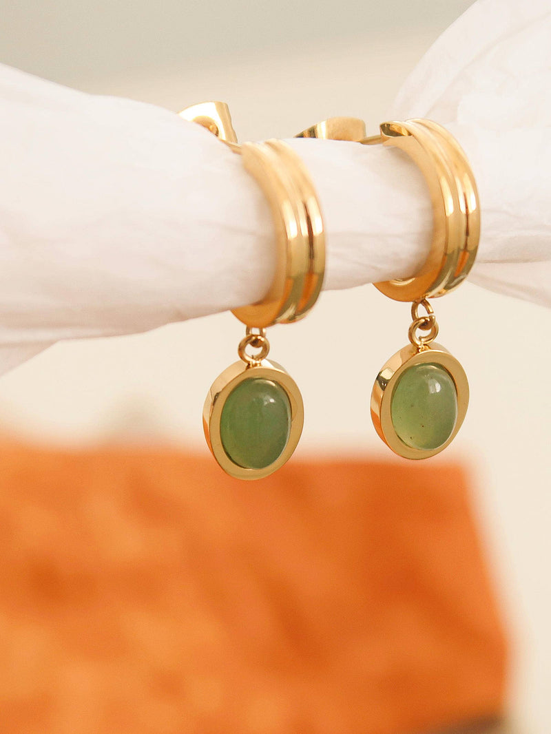 Whitnee | Dainty Round Stone Dangle Earring