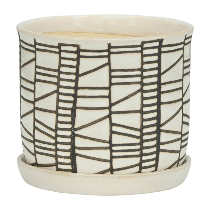 Ceramic Geometric Saucer Planters | 6in - 8in