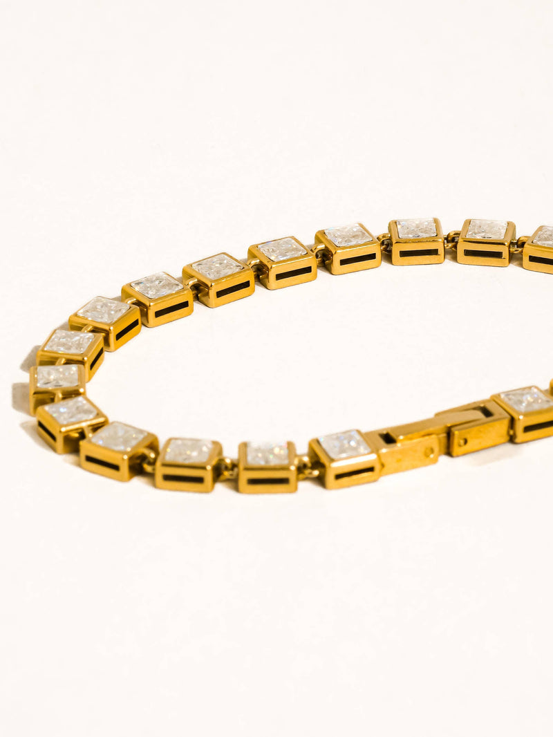Midi | Gold Non-Tarnish Square CZ Glam Bracelet