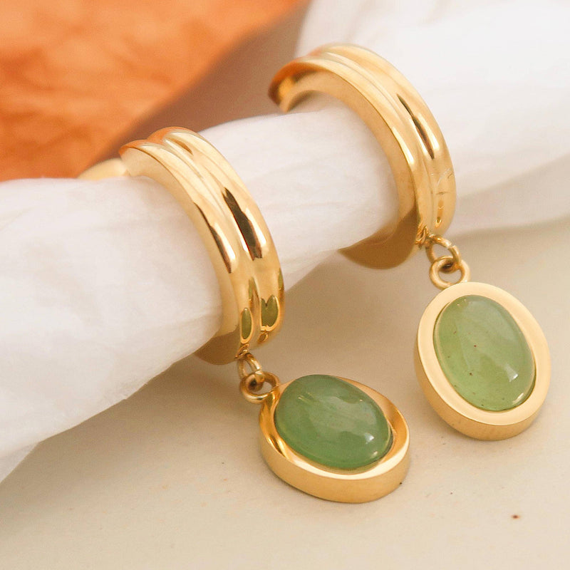 Whitnee | Dainty Round Stone Dangle Earring