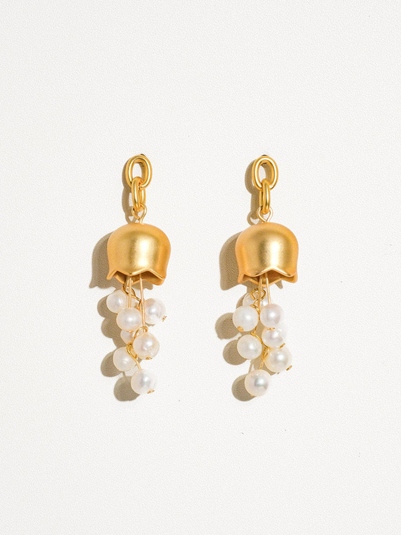 Merope | Gold Bellflower Pearl . Gold Non-Tarnish