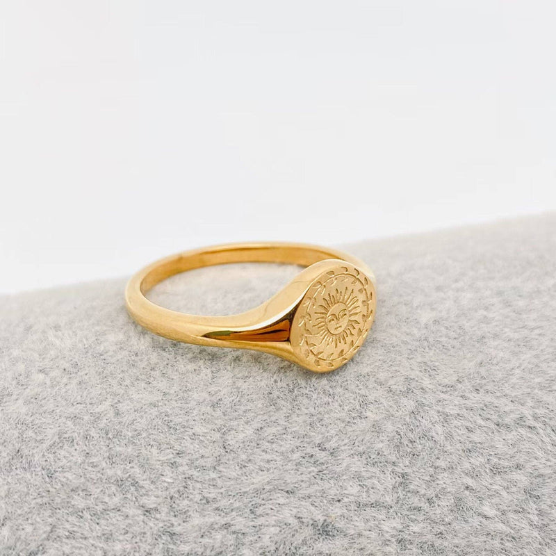 Moon Sun Stars Goddess 18K Gold Plated Ring - FGS/MS