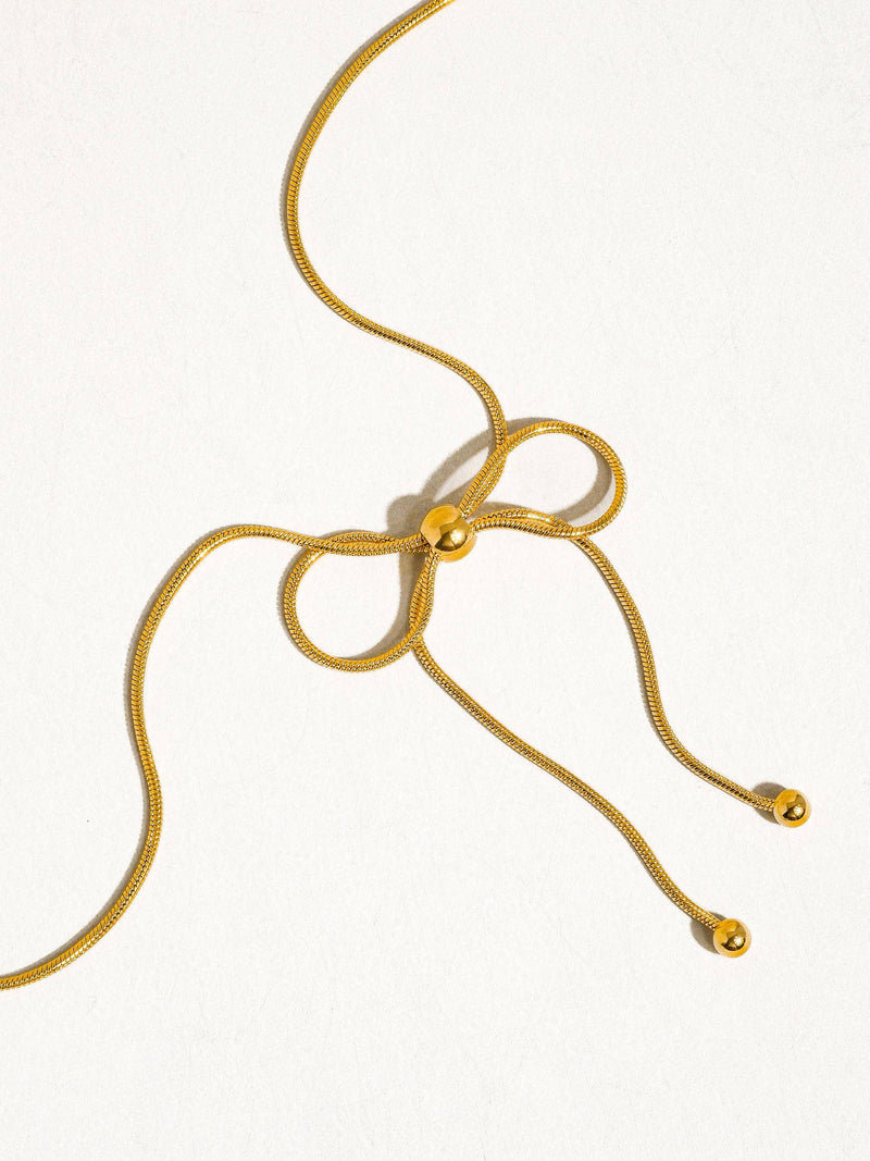 Wildrose| Bow Chain Necklace . Gold Non- Tarnish