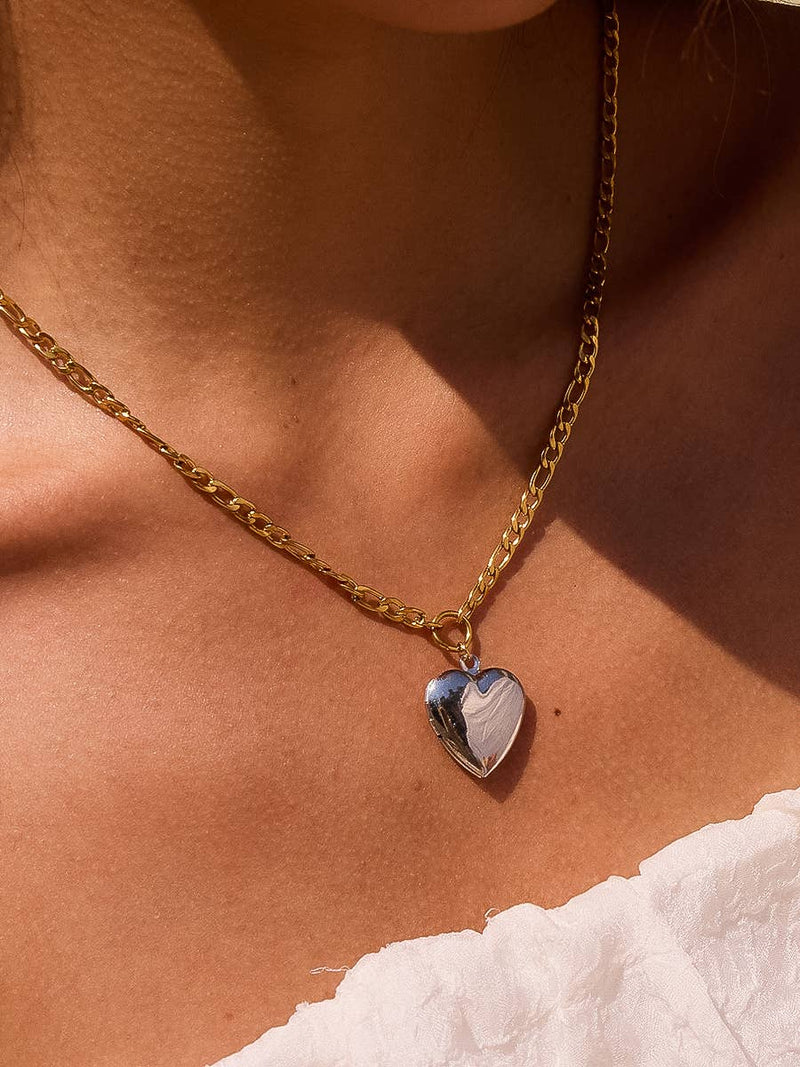 Heidi |Two Tone Heart Locket . Non-Tarnish