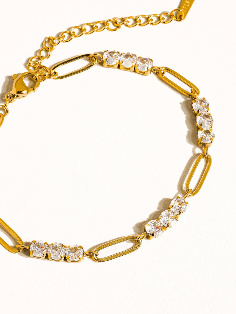 Basil | Gold Non-Tarnish Rhinestone Chain Bracelet